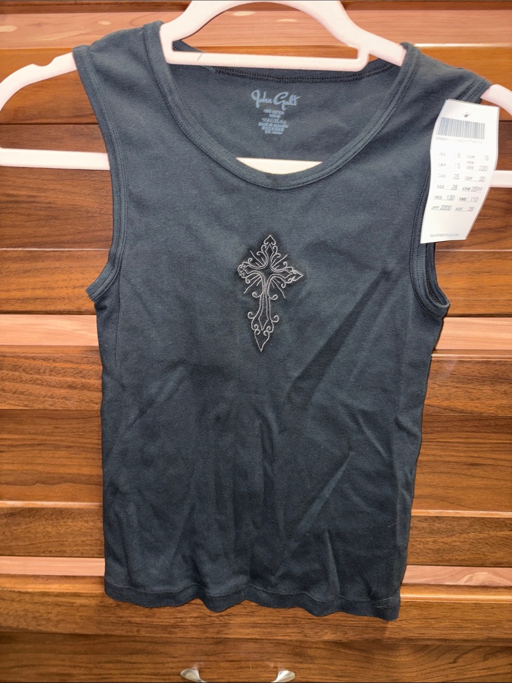 Brandy Melville NWT Black Tank with Embroidered Cross